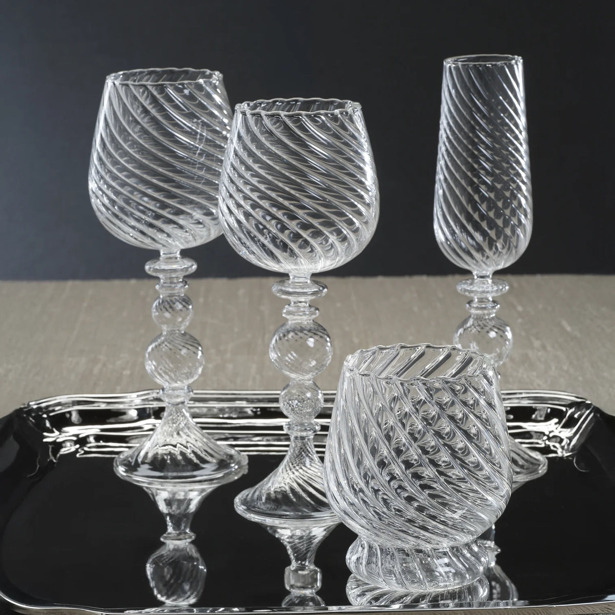 Rialto Twisted Optic Glassware - Champagne Glass - Set of 4