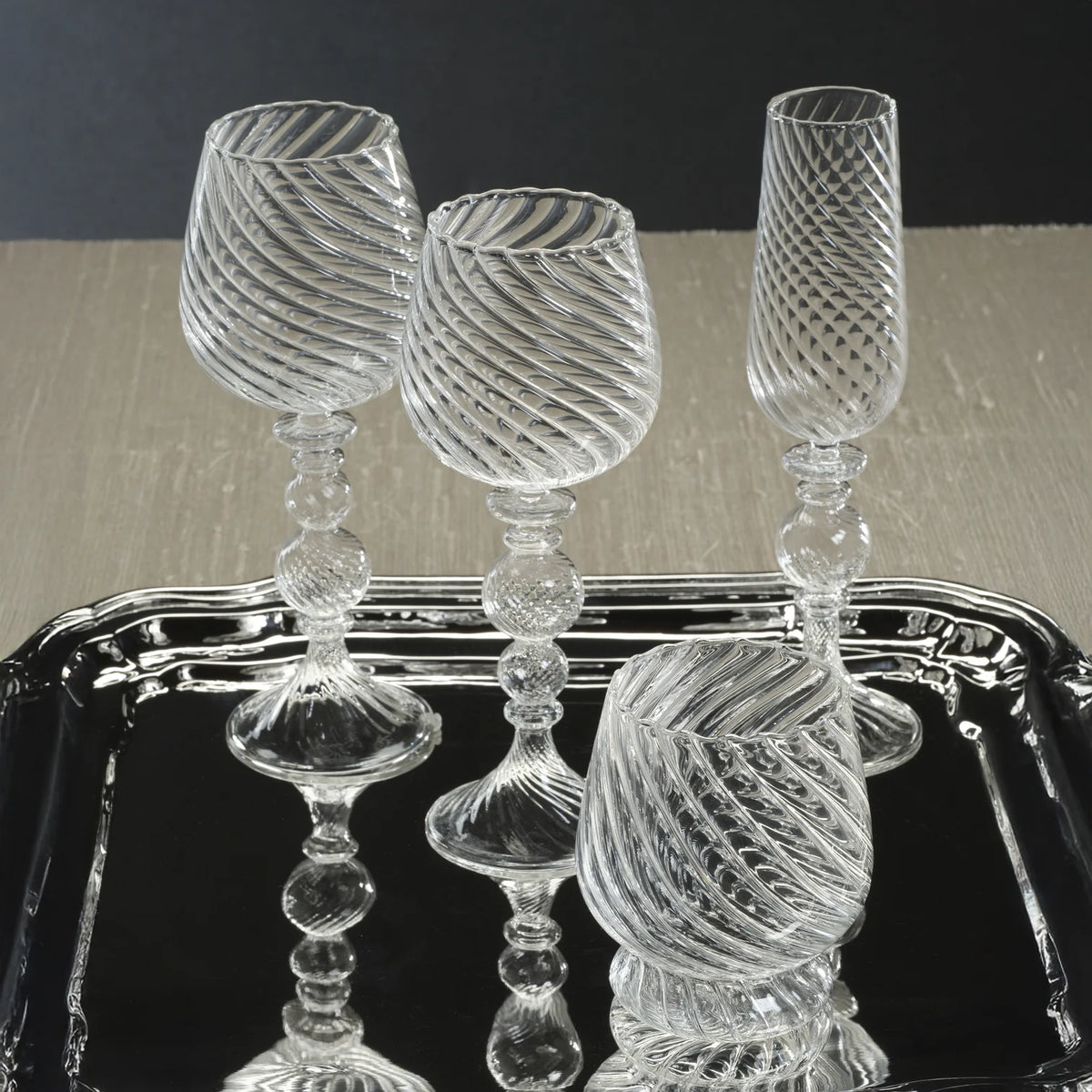 Rialto Twisted Optic Glassware - Champagne Glass - Set of 4