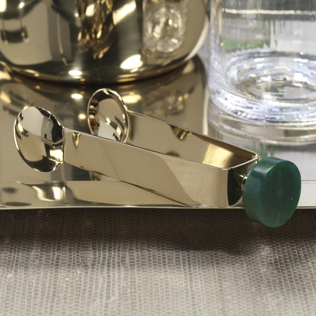 Spiga Ice Tong - Gold with Green Accent