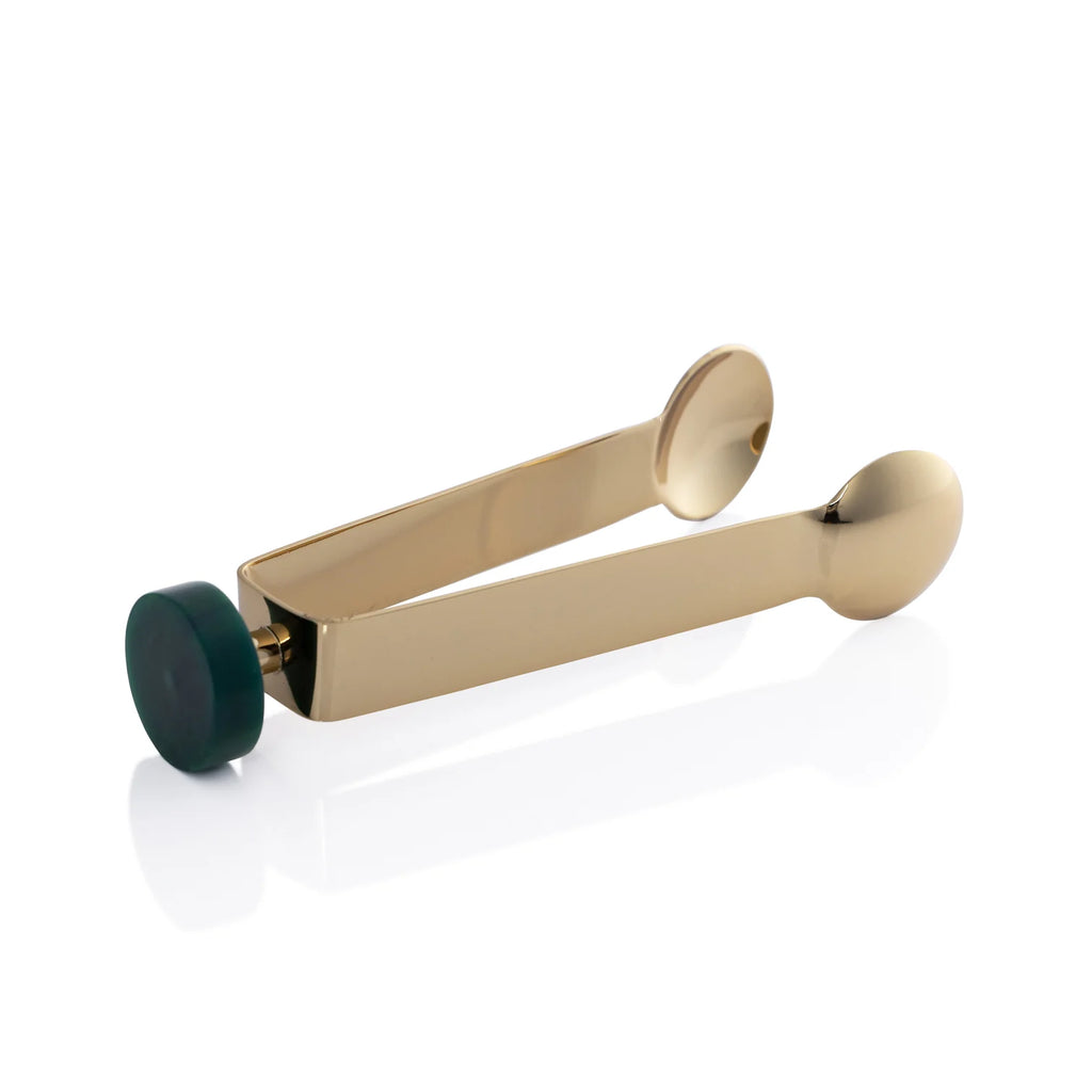 Spiga Ice Tong - Gold with Green Accent