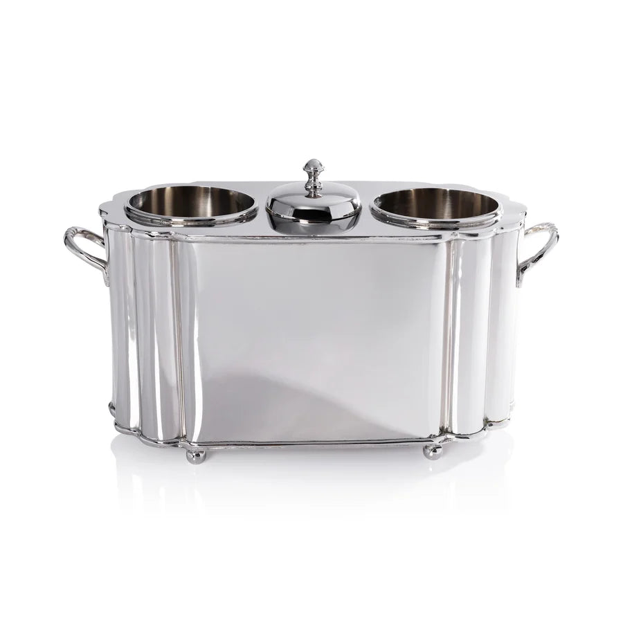Alsace Brass Two-Bottle Wine Cooler - Polished Nickel