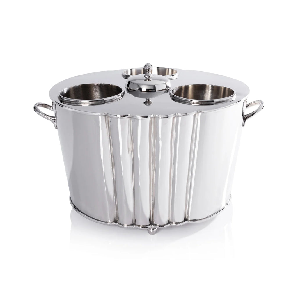 Alsace Brass Three-Bottle Wine / Champagne Cooler - Polished Nickel