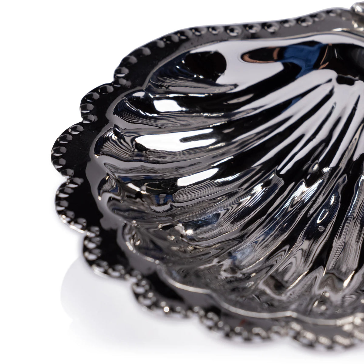 Cap Ferrat Fan Shell Lidded Bowl with Spoon - Polished Nickel