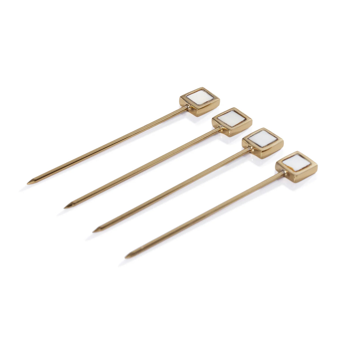 Spiga Set of 4 Cocktail Picks - Gold Alloy with Mother of Pearl Accent