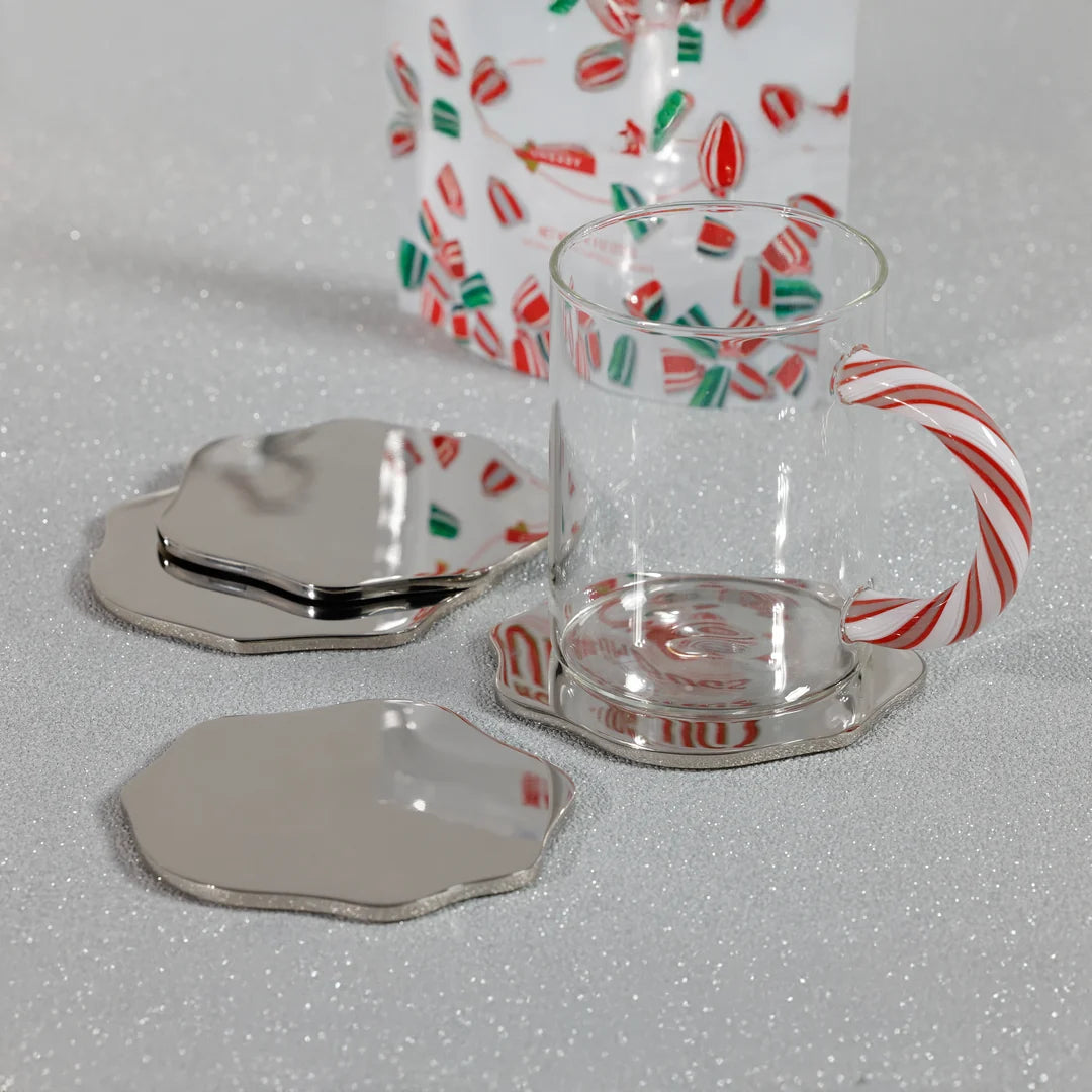 Lina Alloy Coaster - Polished Nickel - Set of 4