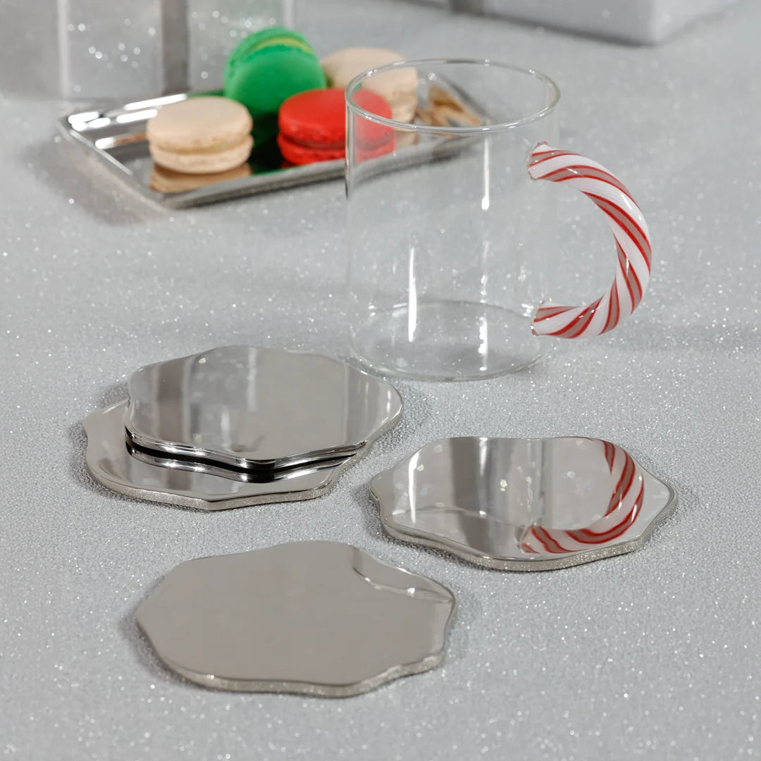 Lina Alloy Coaster - Polished Nickel - Set of 4