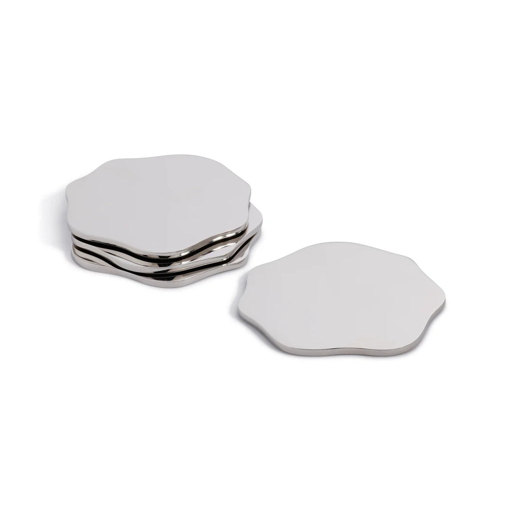 Lina Alloy Coaster - Polished Nickel - Set of 4