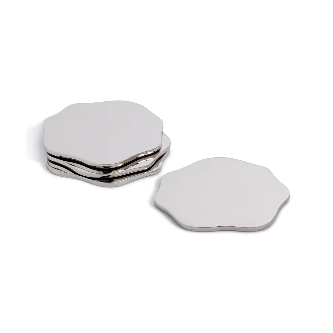 Lina Alloy Coaster - Polished Nickel - Set of 4