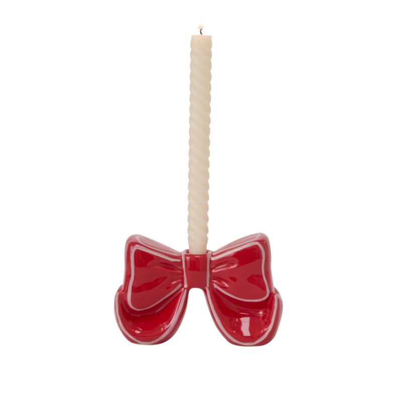 Big Red Bow Candleholder 7.25" x 2.25" x 4.5"