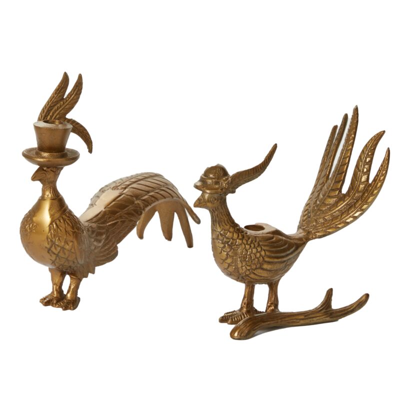 E+E  Pheasant Candlestick  13"x 4.75"x 10"