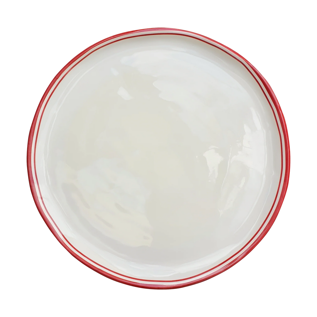 Simple Round Dinner Plate with Red Edge