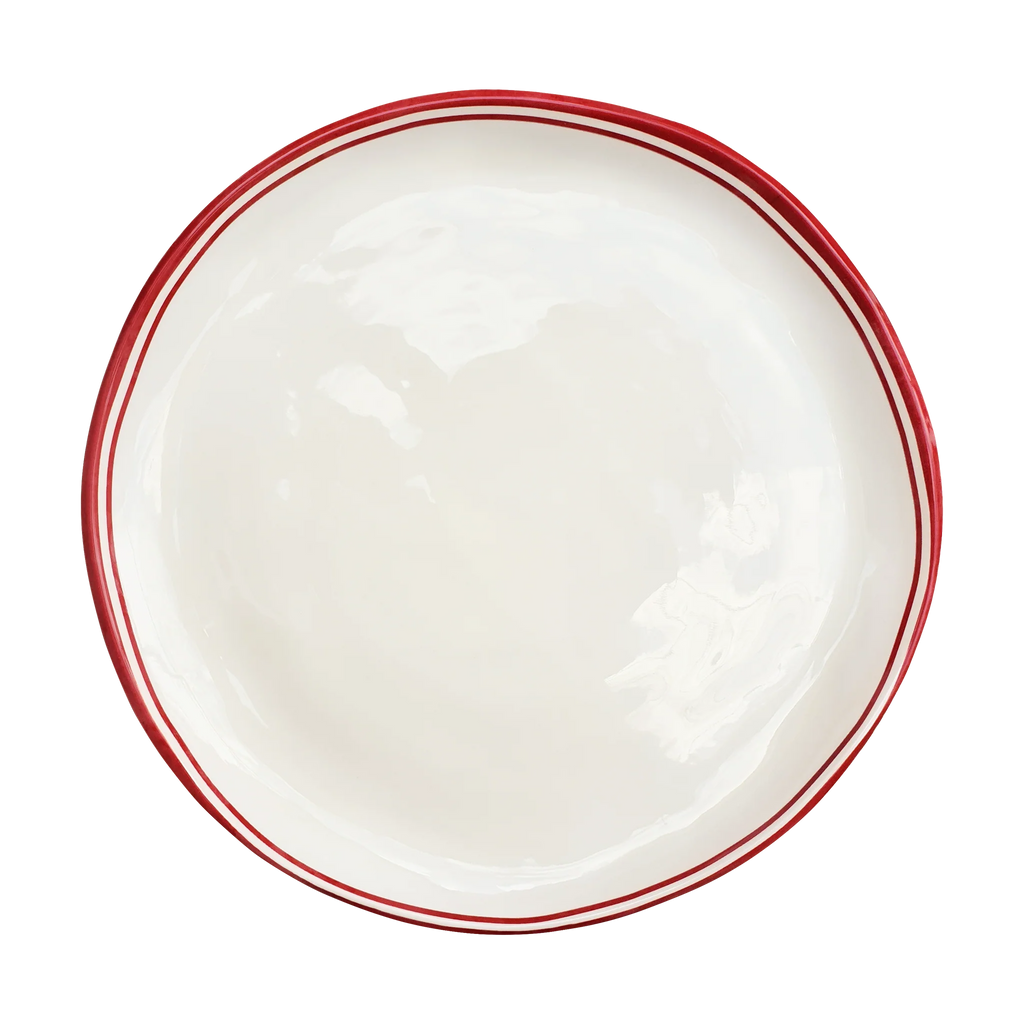 Simple Round Salad Plate with Red Edge 9.5" (Set of 4)