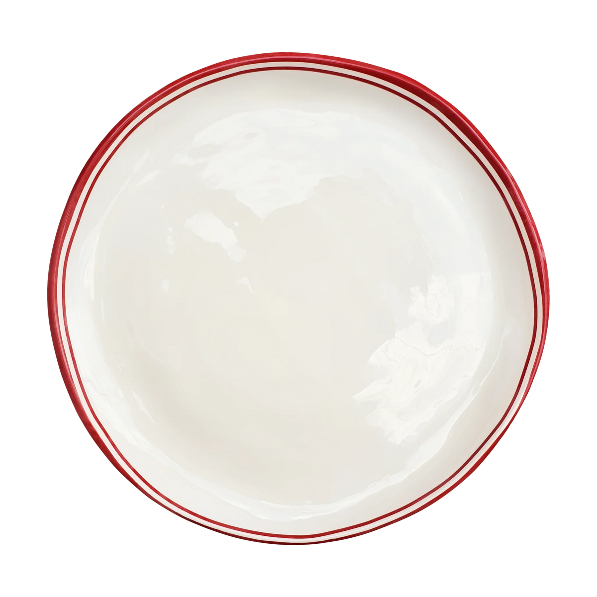 Simple Round Salad Plate with Red Edge 9.5" (Set of 4)